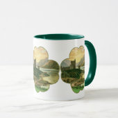Vintage Lucky Gold Shamrock met een Ierse kasteel Mok (Voorkant rechts)