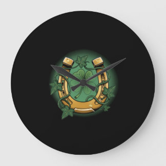 Vintage Lucky Horseshoe & Ivy Leaves wandklok