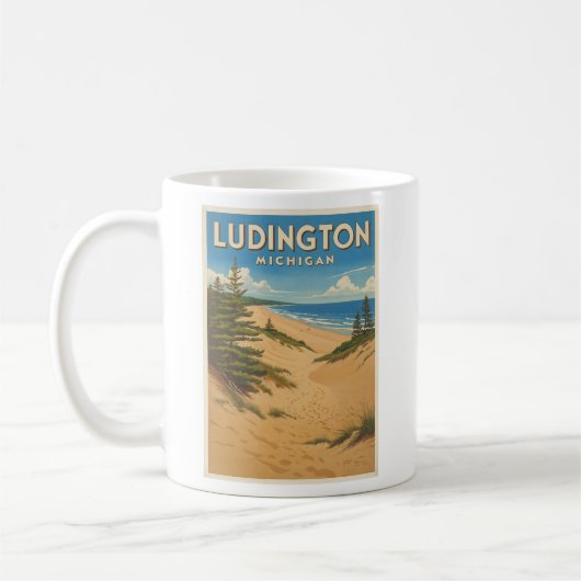 Vintage Ludington Michigan Koffiemok (Links)