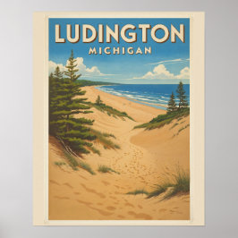 Vintage Ludington Michigan Poster