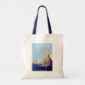 Vintage Lugano, zwitserse reisposter Tote Bag (Voorkant)
