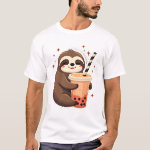 Vintage Luiaard Boba Schattig Retro Theeliefhebber T-shirt