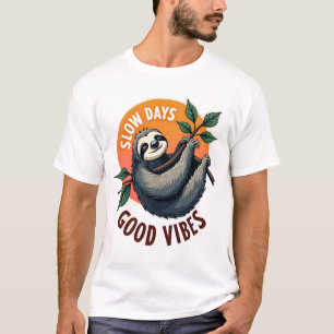 Vintage Luiaard Citaat Neem Leven Langzaam Retro K T-shirt