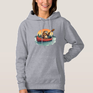 Vintage Luiaard Kano Zonsopgang Retro Dieren Kunst Hoodie
