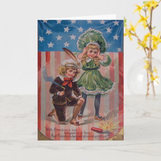 Vintage Luid Vuurwerk Kaart (Gele Bloem)