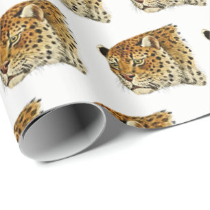 Vintage Luipaard Jachtluipaard Gevlekt Kattenkop Cadeaupapier