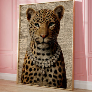 Vintage Luipaard Portret Muurkunst Glam Jungle Poster