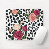 Vintage Luipaardprint met Rozen Muismat (Met muis)