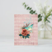 Vintage Luna Moth Bouquet Briefkaart (Staand voorkant)