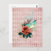 Vintage Luna Moth Bouquet Briefkaart (Voorkant / Achterkant)