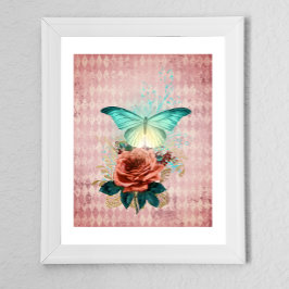 Vintage Luna Moth Bouquet Poster
