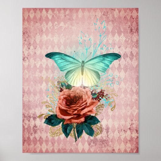 Vintage Luna Moth Bouquet Poster (Voorkant)