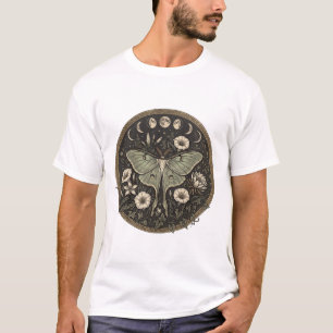 Vintage Luna Moth Middennacht Tuin Maanfasen T-Shi T-shirt