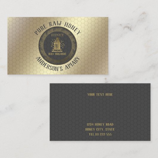 Vintage Luxe goudbijenhoning/bijenbijenhoning/bije Visitekaartje (Voorkant / Achterkant)