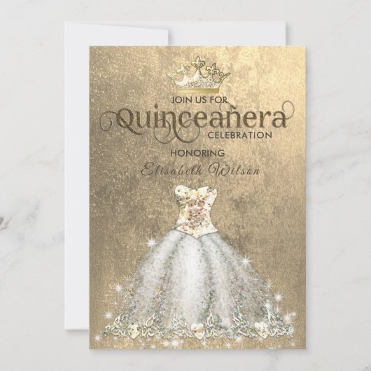 Vintage luxe gouden tiara Quinceañera   Kaart (Voorkant)