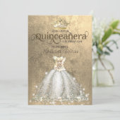 Vintage luxe gouden tiara Quinceañera   Kaart (Staand voorkant)