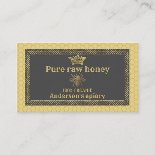 Vintage Luxe goudkroonbijen/bijenbijen boerderij Visitekaartje (Voorkant)