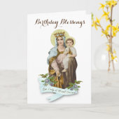 Vintage Maagd Maria Mount Carmel Religieuze Kaart (Gele Bloem)