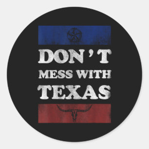 Vintage Maak geen grappen met Longhorn Lone Star S Ronde Sticker