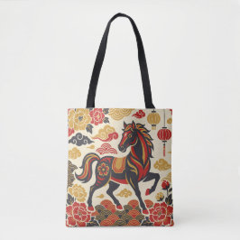 Vintage Maan Paard | Chinees Nieuwjaar Tote Bag