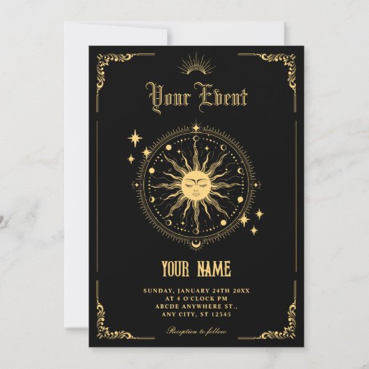 Vintage Maan Zon boho kunst symbool Kaart (Voorkant)