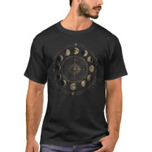 Vintage Maanfasen Kompas Hemels T-Shirt
