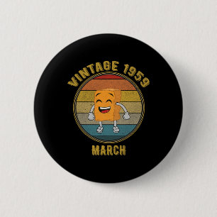 Vintage maart 1959 Kipnugget Lachend Ongelukkig Ronde Button 5,7 Cm