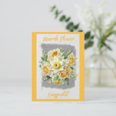 Vintage maart bloem narcis bloemstuk briefkaart (Staand voorkant)