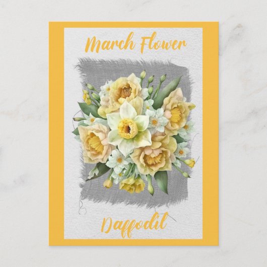 Vintage maart bloem narcis bloemstuk briefkaart (Voorkant)
