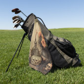 Vintage Macabere Rozen Schedels Sepia Golfhanddoek (Groen)