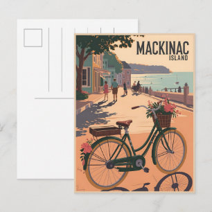 Vintage Mackinac Island Michigan met bloemen cadea Briefkaart