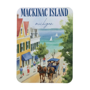 Vintage Mackinac Island Michigan met bloemen cadea Magneet