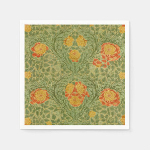 Vintage Mackmurdo Roos en Blad Bloemmotief Kunst Servet