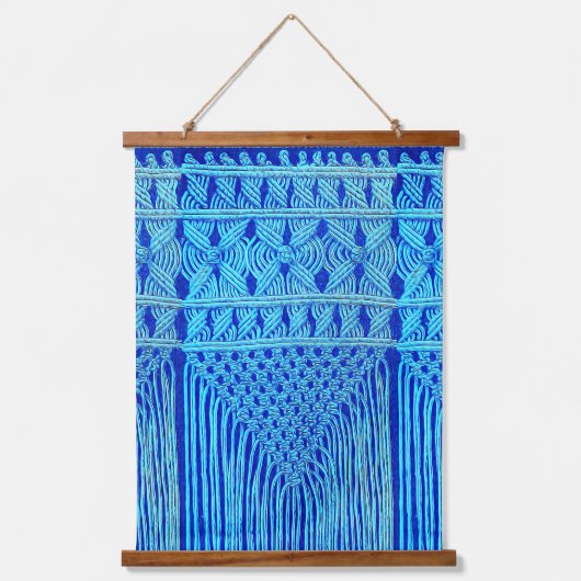 vintage Macramé look - blue Hangend Wandkleed (Voorkant)