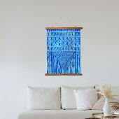 vintage Macramé look - blue Hangend Wandkleed
