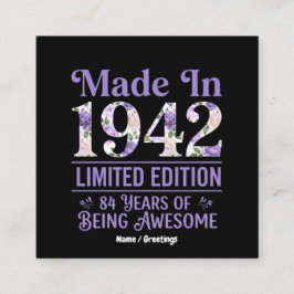 Vintage Made in 1942 Floral 84th Birthday Awesome Vierkante Visitekaartje