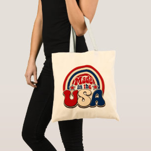 Vintage "Made in the USA" Patriottische Speld Tote Bag