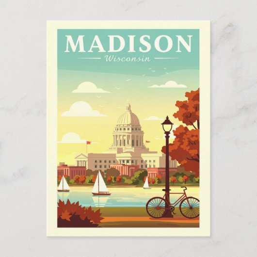 Vintage Madison Wisconsin Briefkaart (Voorkant)