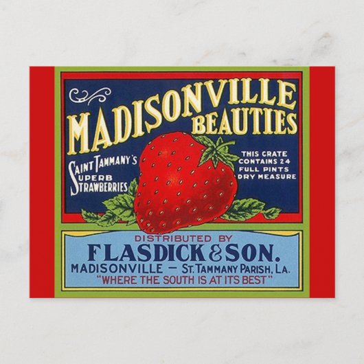 Vintage Madisonville LA Strawberry Crate Briefkaar Briefkaart (Voorkant)