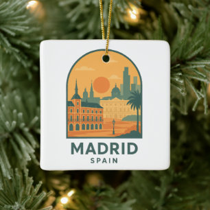 Vintage Madrid Spanje Reizen – Retro Stad Keramisch Ornament