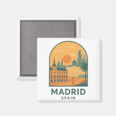 Vintage Madrid Spanje Reizen – Retro Stad Magneet (Voorkant / Achterkant)