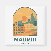 Vintage Madrid Spanje Reizen – Retro Stad Magneet (Voorkant)