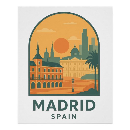 Vintage Madrid Spanje Reizen – Retro Stad Perfect Poster (Voorkant)
