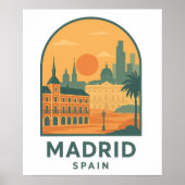 Vintage Madrid Spanje Reizen – Retro Stad Poster (Voorkant)