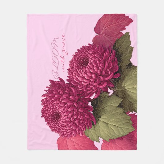Vintage Magenta Chrysanthemum Botanisch Fleece Deken (Voorkant)
