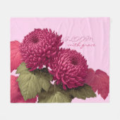 Vintage Magenta Chrysanthemum Botanisch Fleece Deken (Voorkant (Horizontaal))