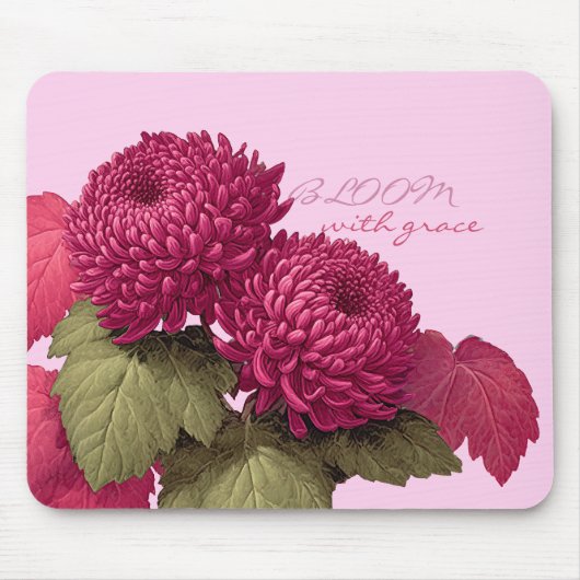 Vintage Magenta Chrysanthemum Botanisch Muismat (Voorkant)