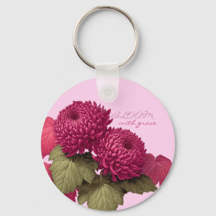 Vintage Magenta Chrysanthemum Botanisch Sleutelhanger