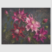 Vintage magenta orchidee botanisch decoupagepapier tissuepapier (Voorkant)