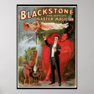 Vintage Magieposter, Grote Zwarte Steen Tovenaar Poster